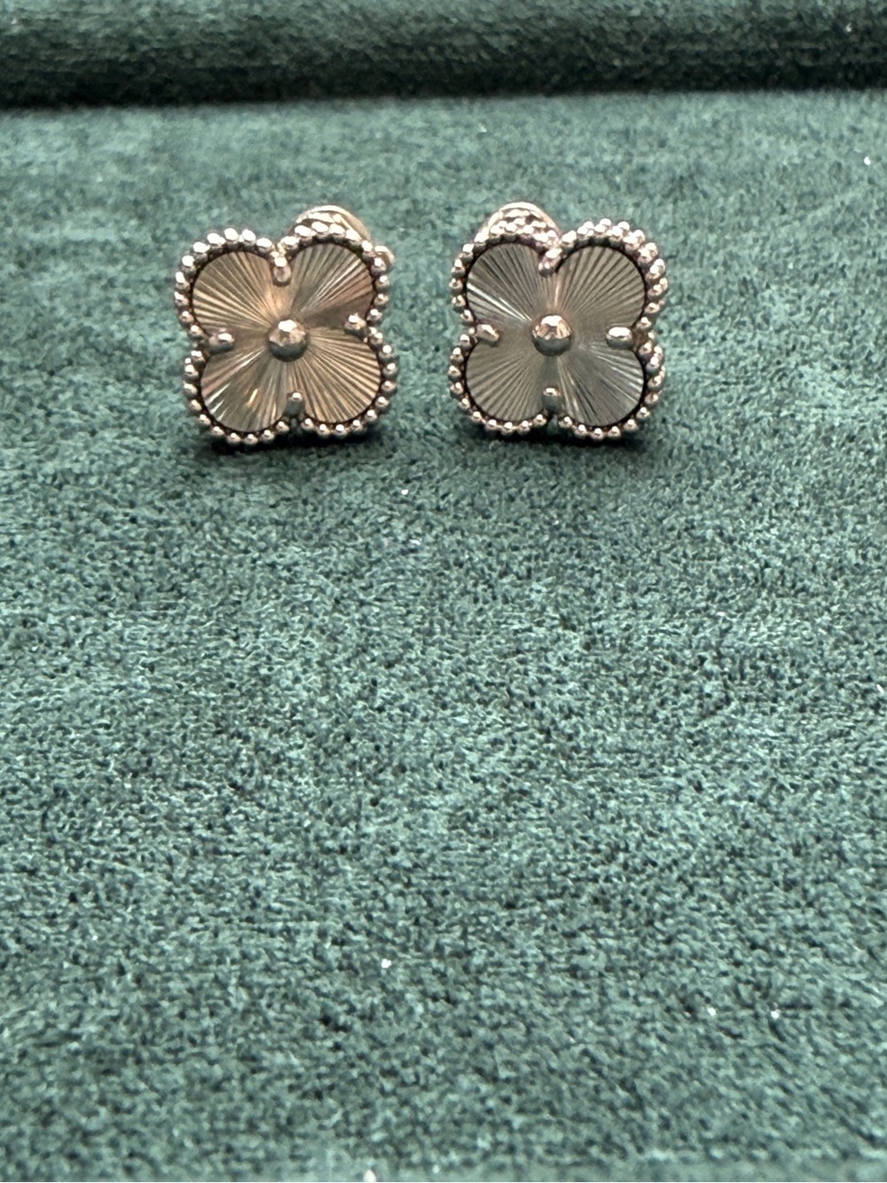 Sterling Silver Floral Clover Stud Earrings - Silver